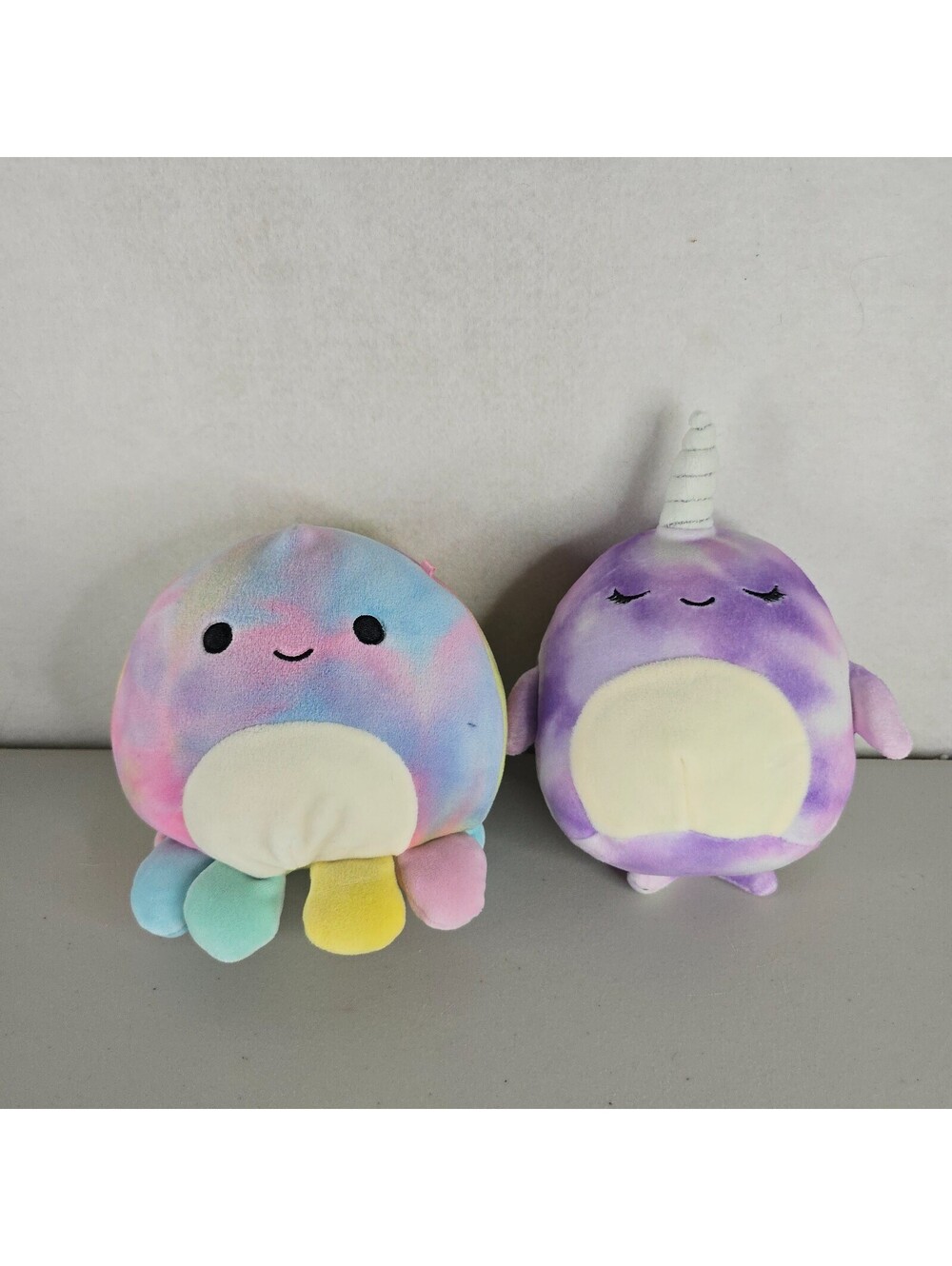 2 Sea Creature Tie Dye Squishmallows Opal the Octopus Nabila the Narwhal 5"